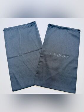 Authentic! Givenchy Paris Set Of 2 Black Drawstring Dust Bags 14.5 By 8.5